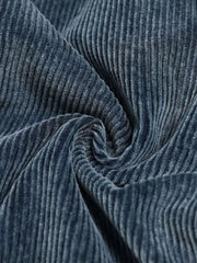 Blue corduroy textured cargo pants with visible ribbing detail.