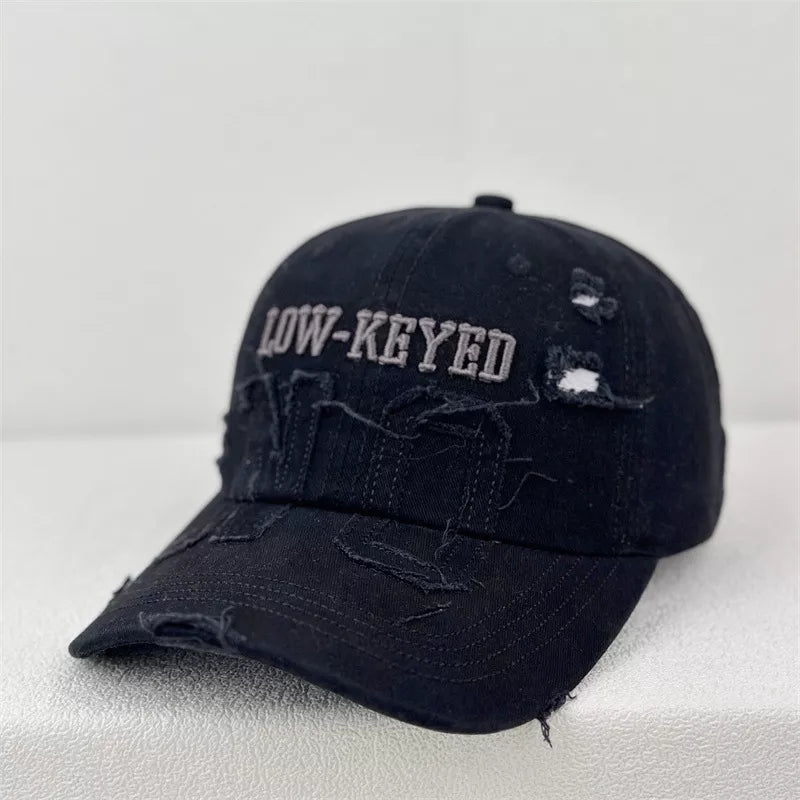 Low-keyed Distressed Cotton Baseball Cap