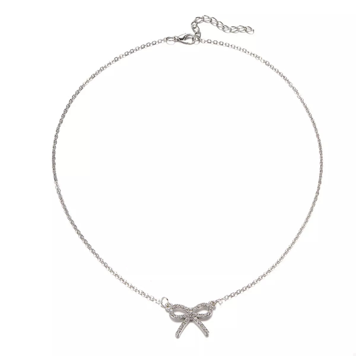 Silver bowknot pendant necklace with delicate chain