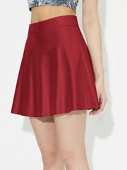 Crimson A-line mini skirt with a flared hem.