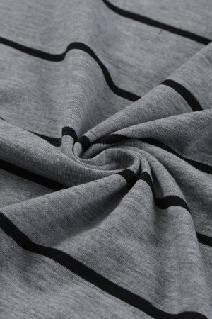 Charcoal striped maxi dress fabric detail