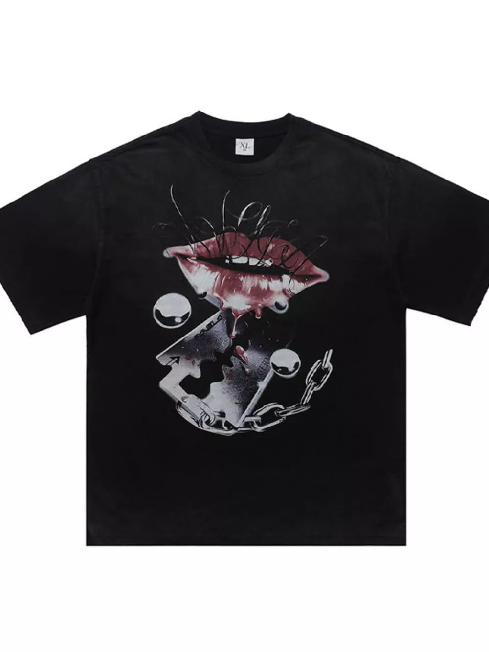 Men's Graphic Short Sleeve T-shirt in Red, close-up detail