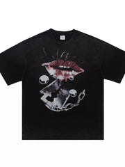 Men's Graphic Short Sleeve T-shirt in Red, close-up detail