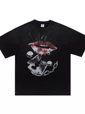 Men's Graphic Short Sleeve T-shirt in Red, close-up detail
