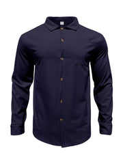 Men's Full Size Button Up Long Sleeve Shirt And Pants Set, model styling view