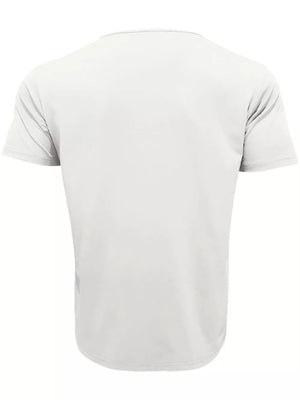 Men's Full Size V-neck Pocket T-shirt in Black, close-up detail