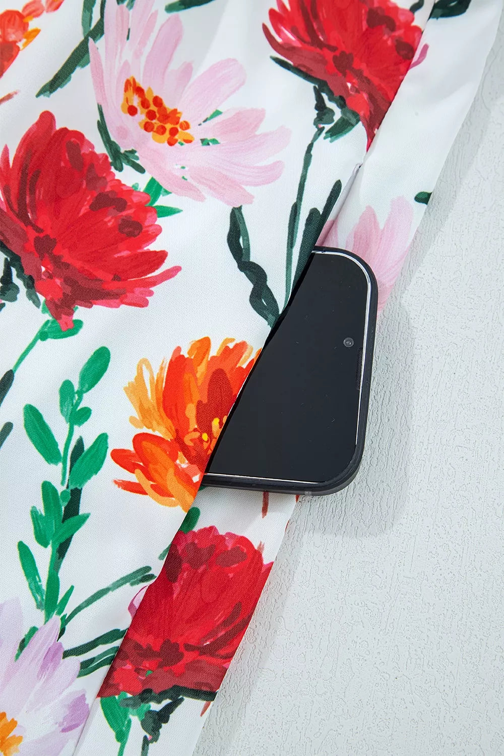 Floral Print 3/4 Puff Sleeve Mini Dress in Floral, view 11