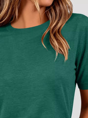 Classic Crew Neck Short Sleeve Knit Top in Dark Brown, view 11