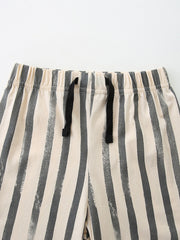 Baby striped shorts with elastic waistband and drawstring