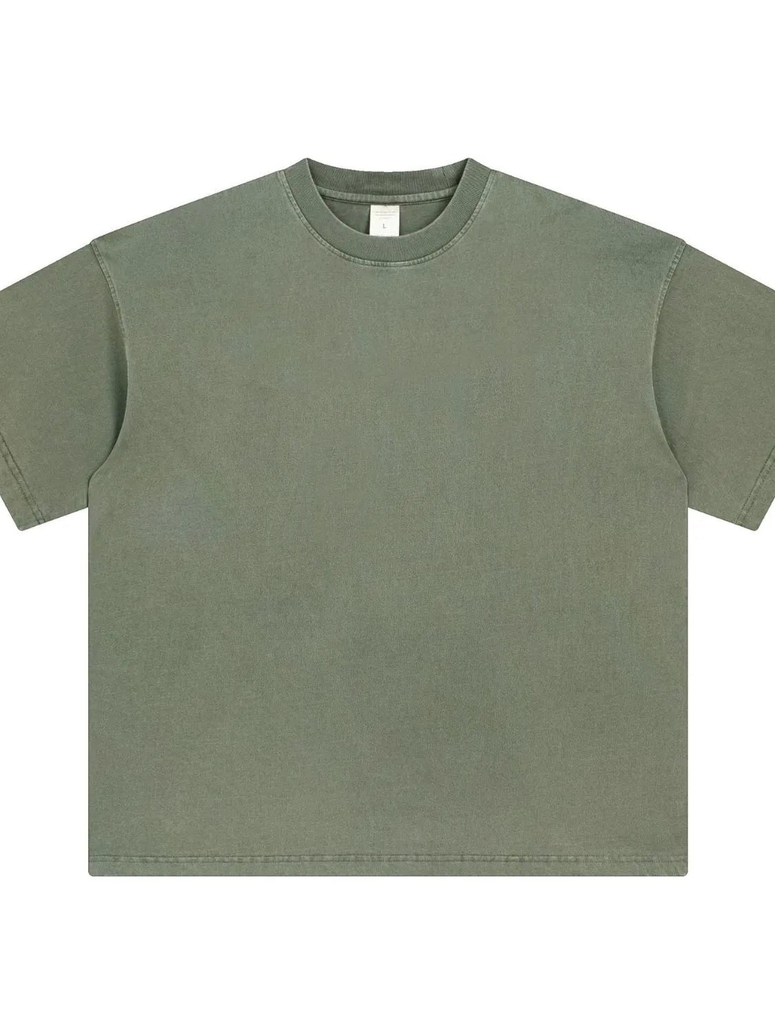 Oversized washed cotton crewneck t-shirt in Olive Brown with crew neck and short sleeves.