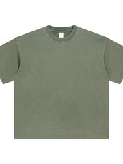 Oversized washed cotton crewneck t-shirt in Olive Brown with crew neck and short sleeves.