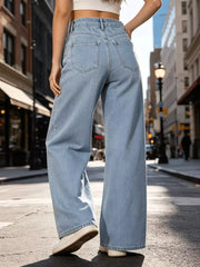 Rhinestone-embellished Wide-leg Jeans