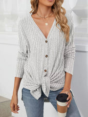 65% rayon, 30% polyester, 5% spandex Care instructions: Machine wash cold cardigan in dusty blue with regular silhouette