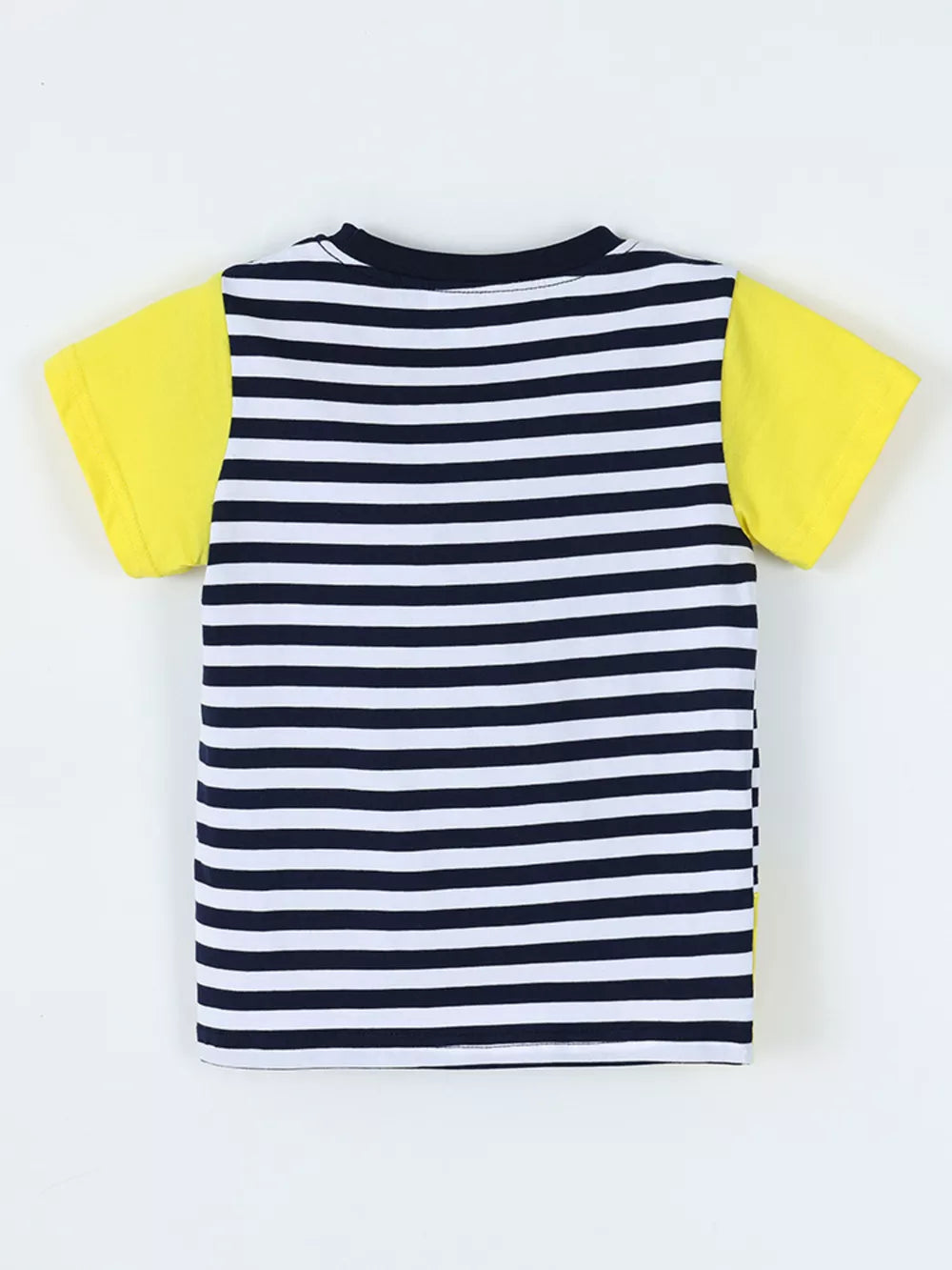 Children's Giraffe Embroidered Striped T-shirt, back view
