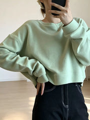 Crew Neck Drop Shoulder Sweatshirt, fabric detail