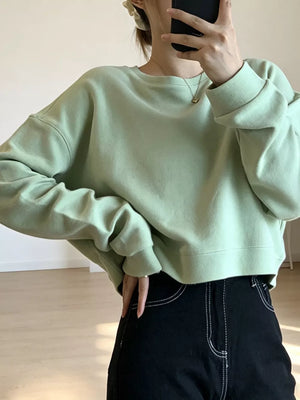 Crew Neck Drop Shoulder Sweatshirt, fabric detail