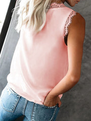 Apricot silk cami top with lace trim detail.