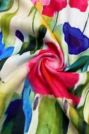 V-neck Ruffle Sleeve Floral Mini Dress in Multicolor, back view