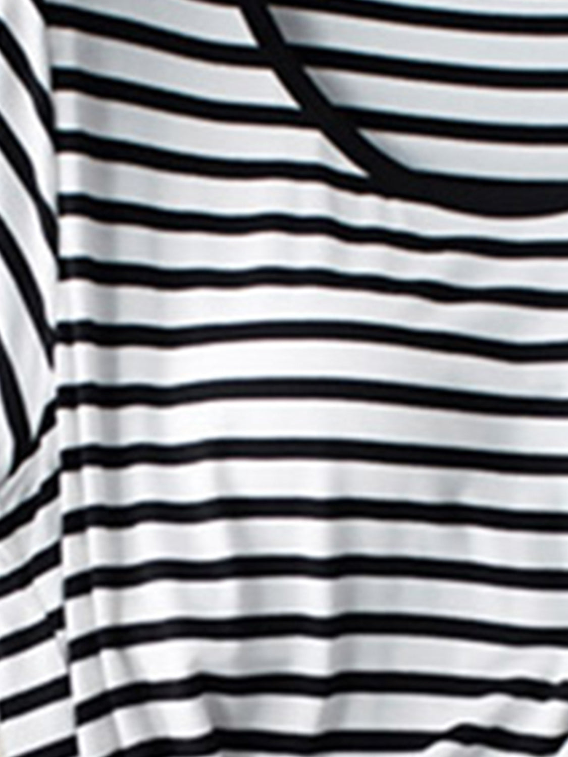 Black and white striped t-shirt with built-in bra and scoop neckline.