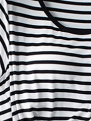 Black and white striped t-shirt with built-in bra and scoop neckline.