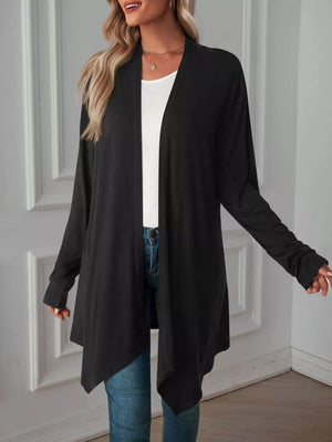 classic cardigan in Black with open-front