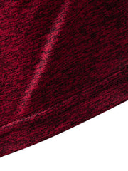 Burgundy Mélange Slim Fit Henley Tee, cotton blend fabric detail