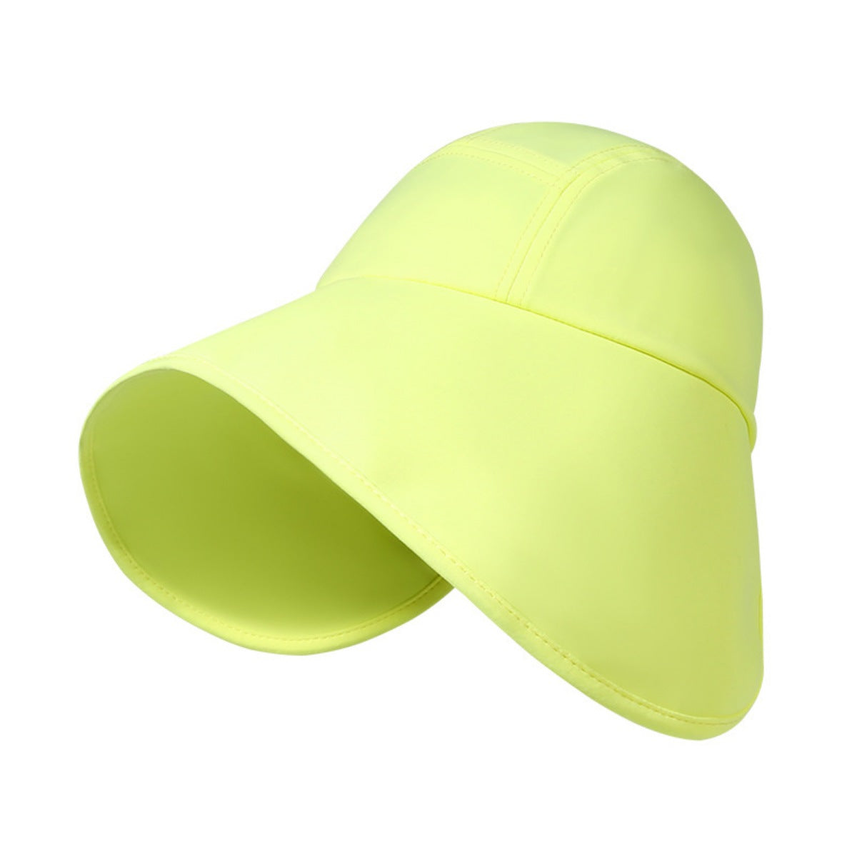 Fluorescent yellow wide brim sun hat with a curved brim for UV protection.