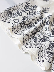 Printed Surplice Half Sleeve Romper in White, alternate angle