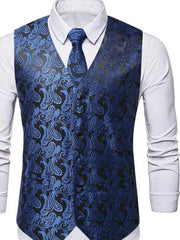 Men's Full Size Paisley Print Button Up Vest, back view