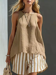 Textured Tank And Relaxed Shorts Ensemble