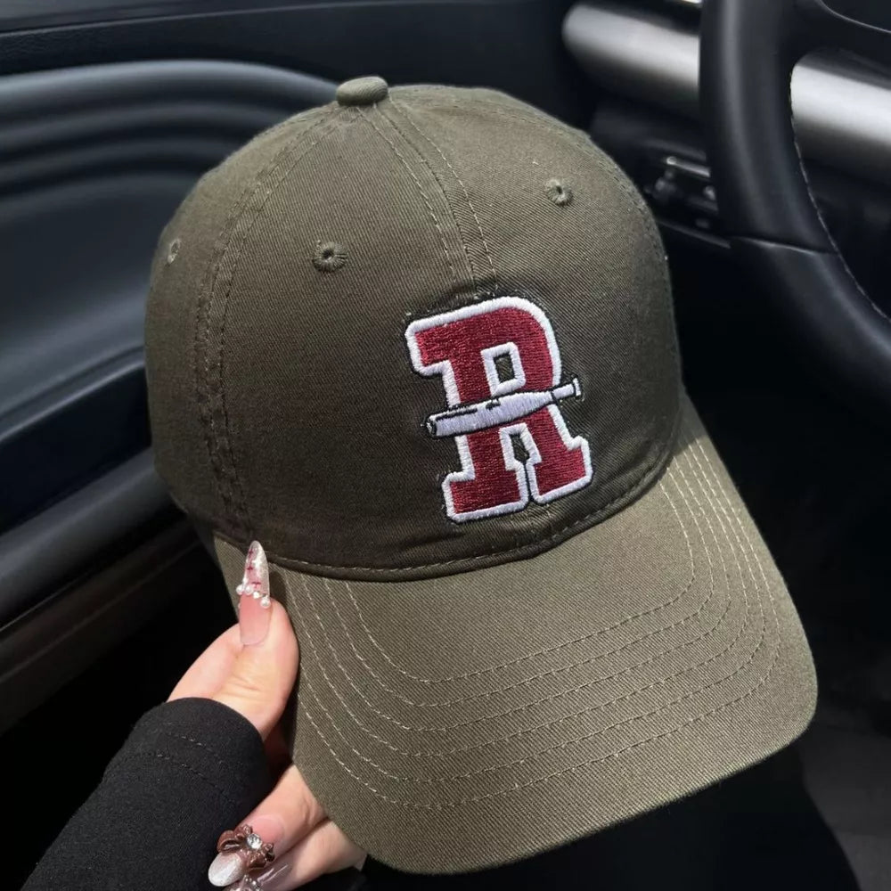 Letter Embroidered Classic Baseball Cap, model styling view