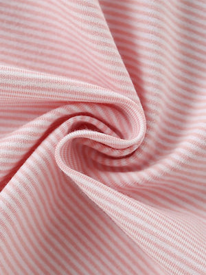 Blush pink and white striped cotton toddler top fabric detail