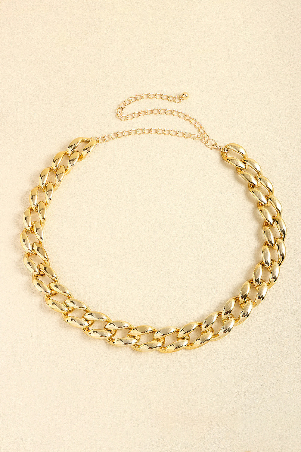 Chunky gold-tone curb chain necklace with adjustable extender