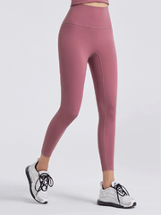 Dusty Pink FlexFit 7/8 leggings with a wide waistband and side seams.