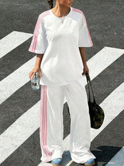 Striped Short Sleeve Top And Pants Set in Yellow, view 15