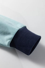 Contrast Edge Colorblock Crop Sweatshirt in Pastel Blue, fabric detail