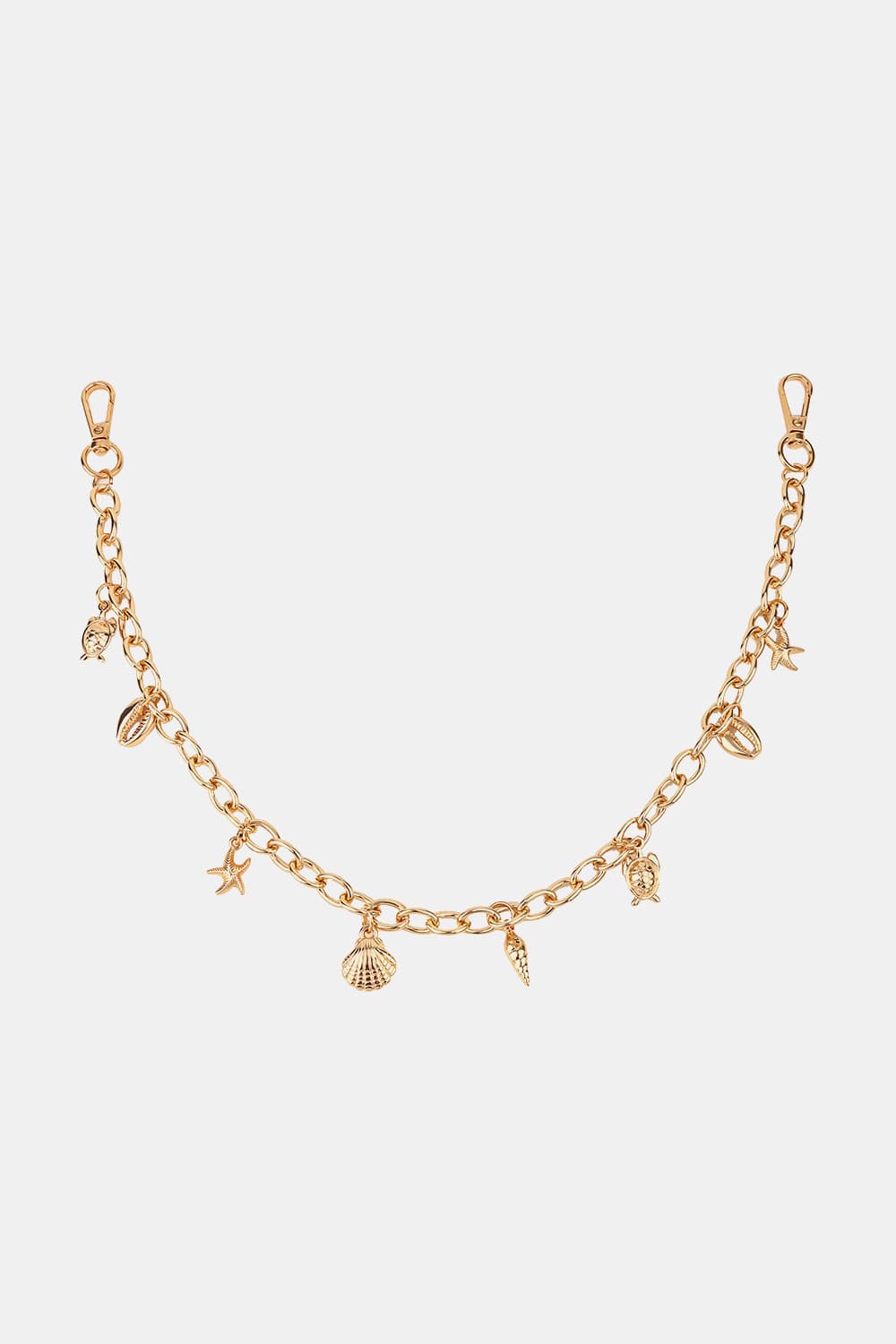 Gold chain belt with seashell, starfish, turtle and fish charms