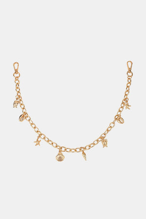 Gold chain belt with seashell, starfish, turtle and fish charms