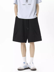 Men's black jogger shorts with drawstring and side pockets