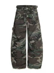 Men's Camouflage Wide-leg Sweatpants in Green Camouflage, front view