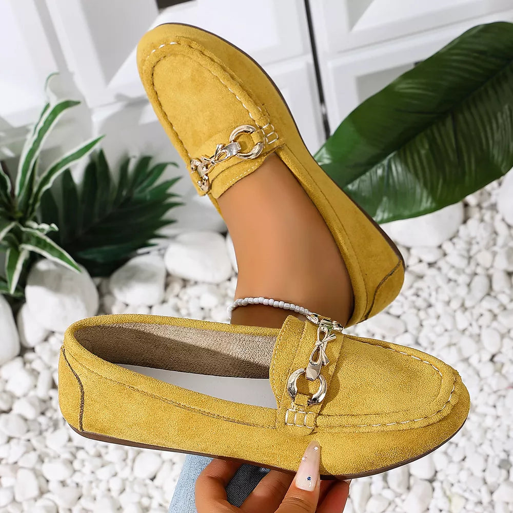 Comfortable Flat Loafers With Buckle in Dark Blue, view 11