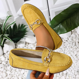 Comfortable Flat Loafers With Buckle in Dark Blue, view 11