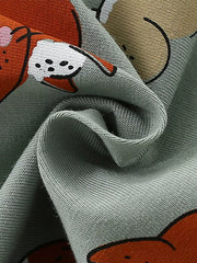 Baby dress in sage green cotton blend with playful bunny print detail