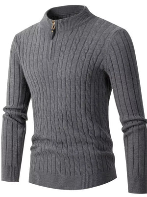 Men's Cable Knit Half-zip Sweater Plus Size in Black, product detail