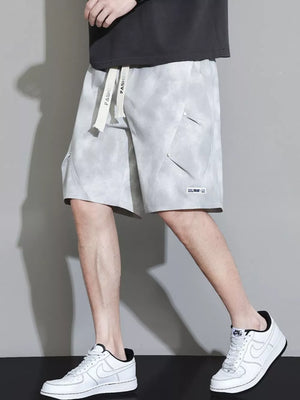 Men's Plus Size Casual Drawstring Cargo Shorts, close-up detail
