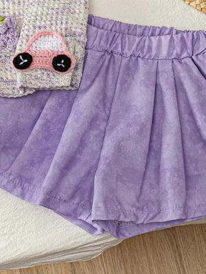 Children's Flower Sleeveless Top And Shorts Set, fabric detail