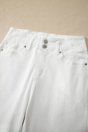2-button High Waist Wide Leg Jeans, fabric detail