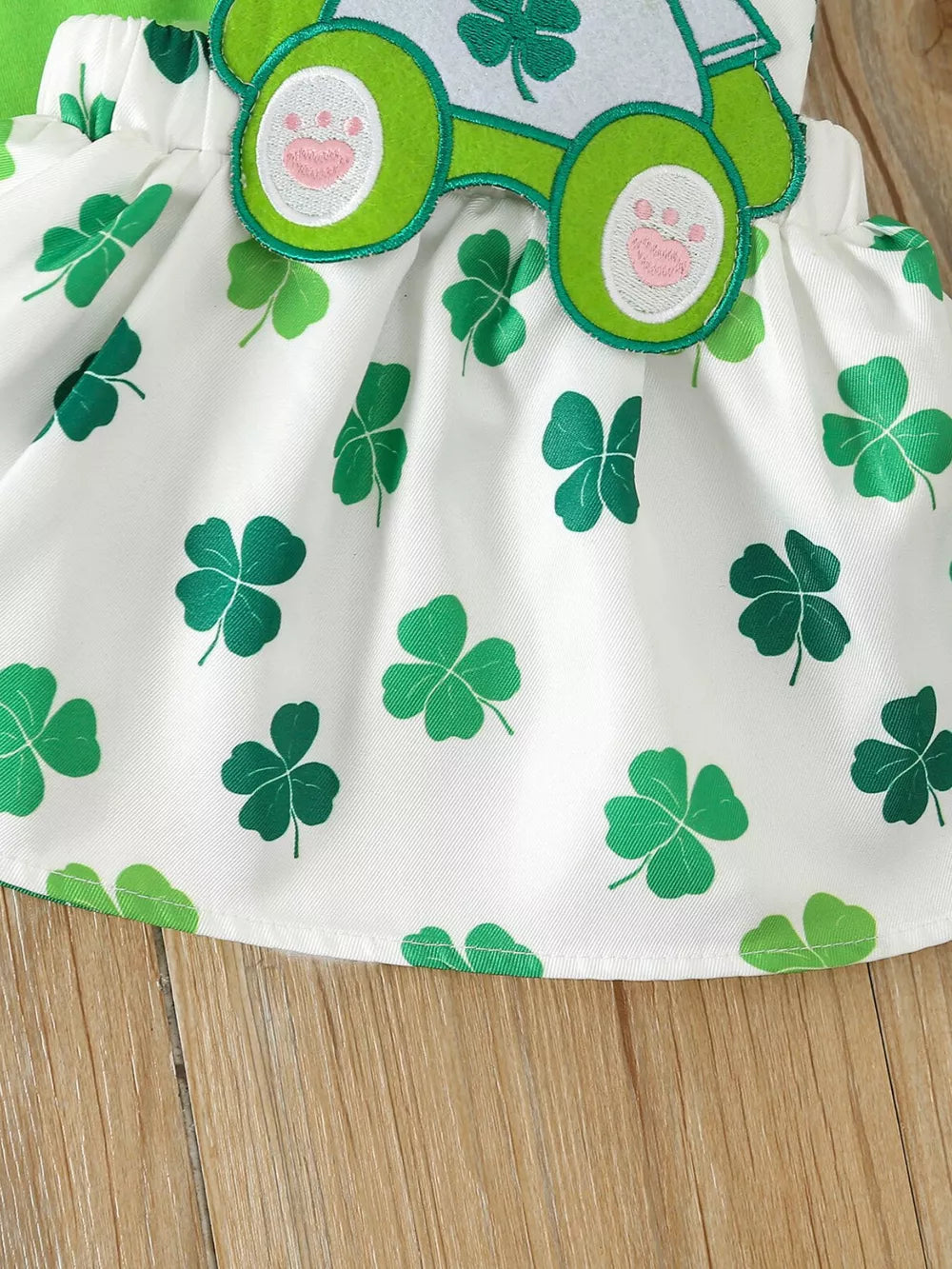 Children's Ruffled Long Sleeve Bodysuit & Dress Set in Grass Green, back view