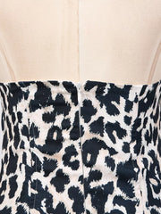Leopard print halter neck mini dress with back zipper detail