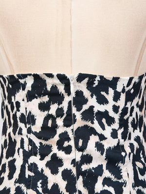 Leopard print halter neck mini dress with back zipper detail